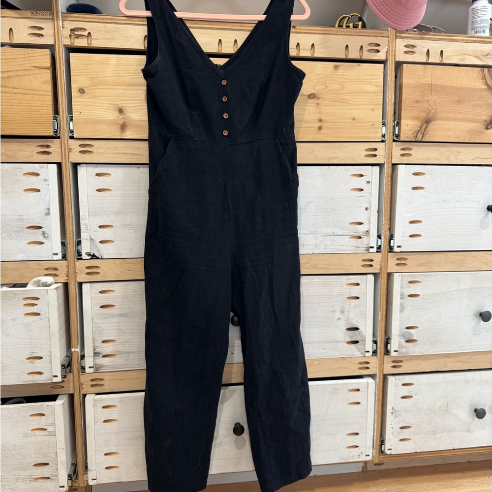 SHEIN Black Button-Front Jumpsuit